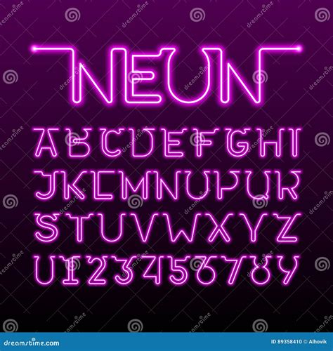 One Thin Single Continuous Line Neon Tube Font Stock Vector