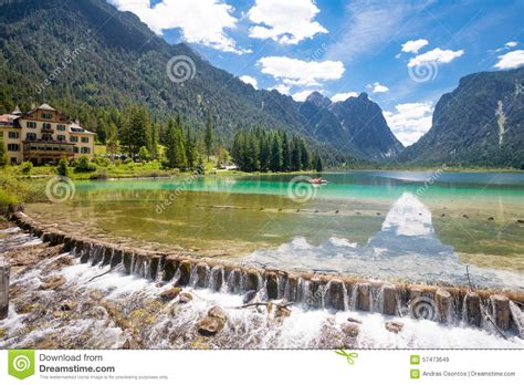 Im pustertal auf dem to … Lake Toblach stock image. Image of lake, austria, mountain ...