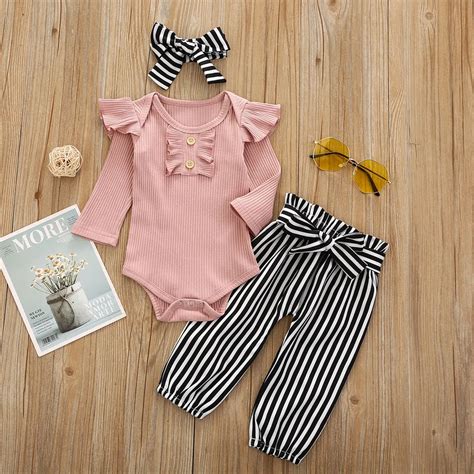 Spring Autumn Baby Clothing For Girls Clothes Set Cotton Bodysuit Pants