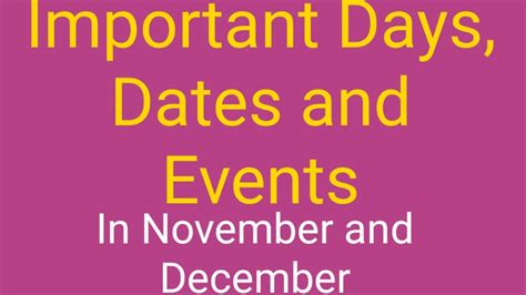 Important Dayseventsnational And Internationaldate Of The November
