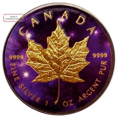 1 Oz Canada Silver Maple Leaf Ruthenium And Gold Plated Colorized Coin