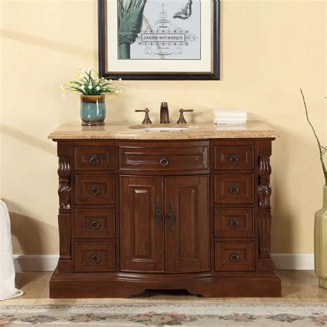 Silkroad 48 Traditional Single Sink Bathroom Vanityn Tuscan Basins