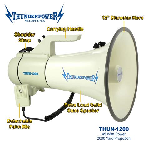 Thunderpower 45w 2000 Professional Yard Sound Range Pa Bullhorn