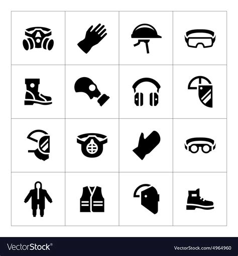 Set Icons Personal Protective Equipment Royalty Free Vector