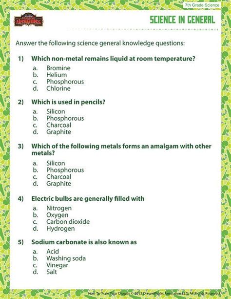 Science Worksheets For Grade 7