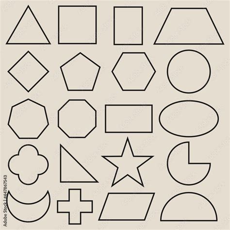 Basic Geometric Shapes Outline Vector Collection Stock Vector Adobe Stock
