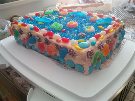 Swimming Pool Themed Birthday Cake Made This Simple Sponge Cake Using