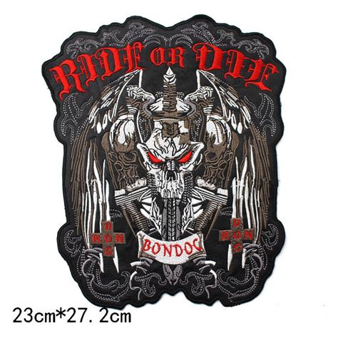 large embroidery ride or die patches biker patches skull motorcycle mc iron on back motor racing