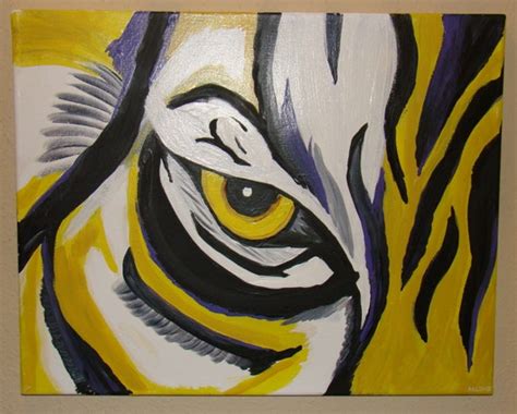 Lsu Tiger Eye Purple And Gold 16x20 Original Acrylic Painting