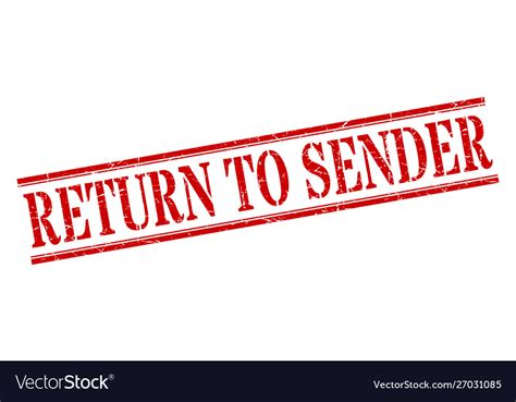 Return To Sender Stamp Square Royalty Free Vector Image