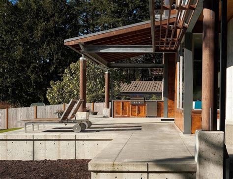 Detail Of Covered Terrace Outdoor Cooking Area And Sun Screening