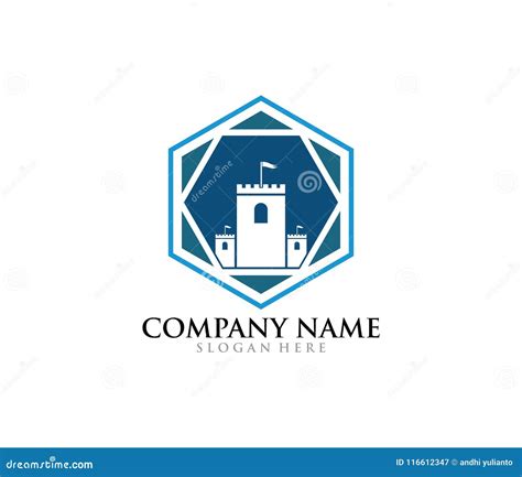 Castle Fortress Stronghold Vector Icon Logo Design Stock Illustration