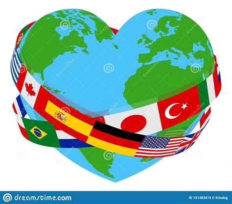 World Peace Flags Language Charity Heart Globe Stock Vector