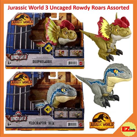 Mattel Jurassic World 3 Dominion Uncaged Rowdy Roars Dilophosaurus Velociraptor Beta