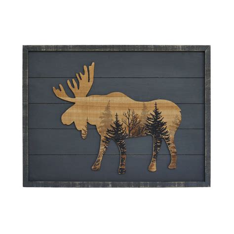 Rustic Wood Wall Hanging Moose Cabin Lodge Decor