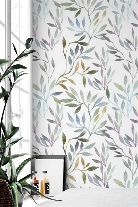 Botanical Removable Wallpaper Peel And Stick Wallpaper Etsy