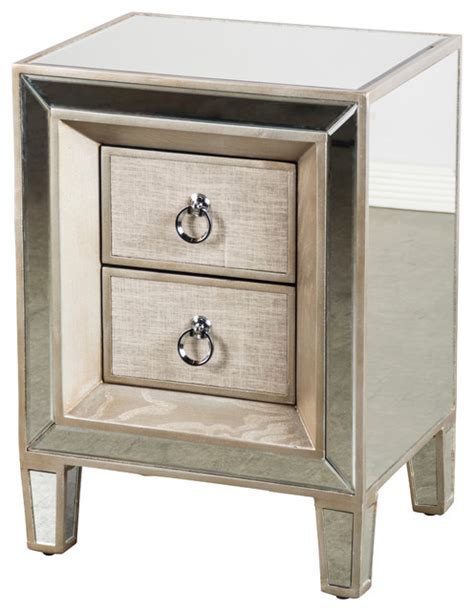 The metal bar construction without welded joints makes assembly simple and also adds to the modern look. Baldwin Mirrored Nightstand - Contemporary - Nightstands ...