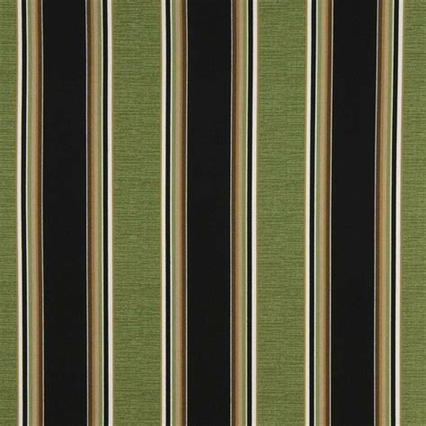 Black Green White And Brown Striped Outdoor Marine Upholstery Fabric By