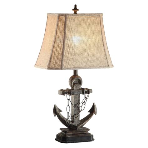 Benzara Nautical Anchor Polyresin Table Lamp Set Of 2