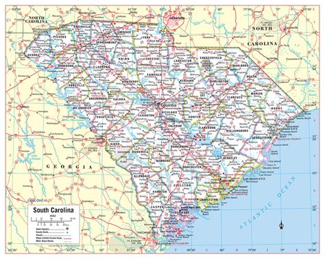 South Carolina State Wall Map 30wx24 Coolowlmaps