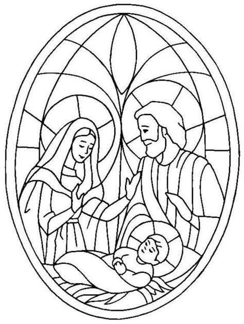 Print this sweet nativity scene coloring page for all your children. Glass Art Of Jesus Nativity Coloring Page : Color Luna