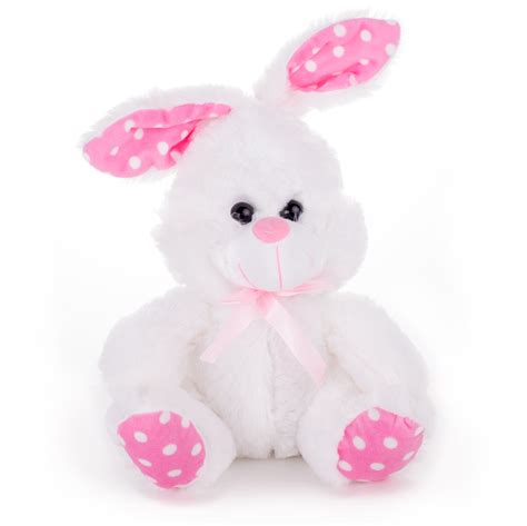 Veil Entertainment Fuzzy Stuffed Easter Bunny Rabbit W Ribbon 15 Plush
