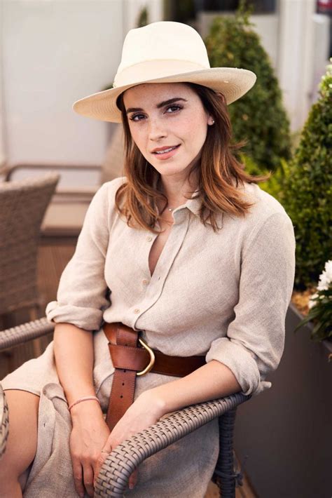 Emma Watson Wears A Long Beige Dress As She Arrives At Wimbledon Tennis