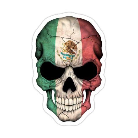 Mexican Flag Skull Sticker By Jeff Bartels In Skull Sticker
