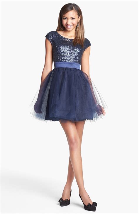 Trixxi Sequin And Tulle Party Dress Juniors Nordstrom