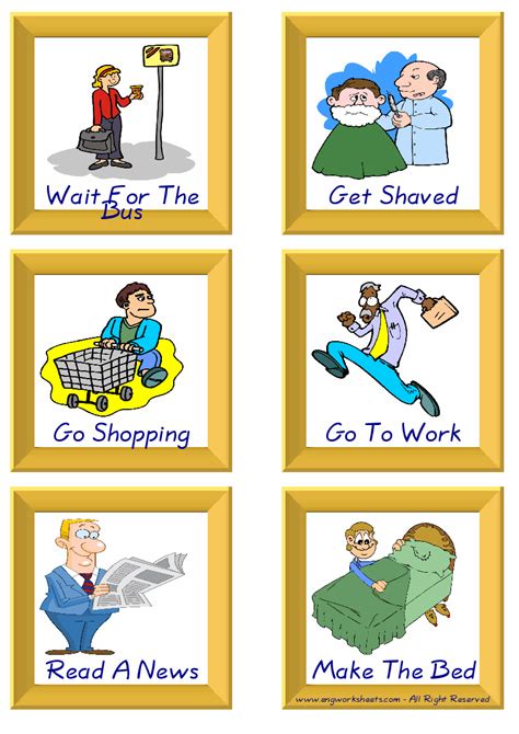 Daily Routine Esl Printable English Flash Cards Worksheets