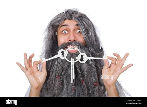 Funny Old Man Isolated On White Stock Photo Alamy