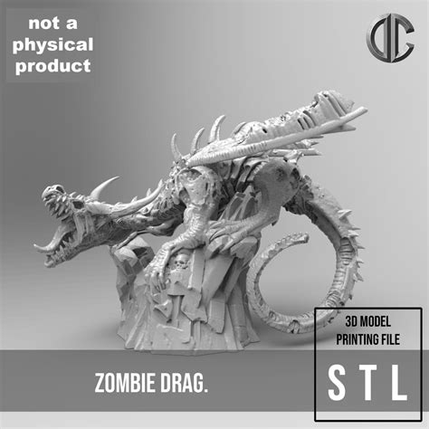 Digital E215 Legendary Dragon Design The Zombie Dragon Statue