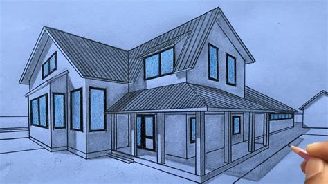 How To Draw A House Using Two Point Perspective Step By Steps Youtube