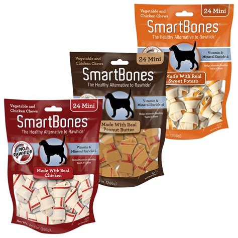 Variety Pack Smartbones Mini Chicken Chew Bones Dog Treats Peanut