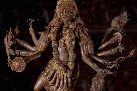 Kali Brass Hindu Goddess Murti With Arms Standing On Corpse Of Her