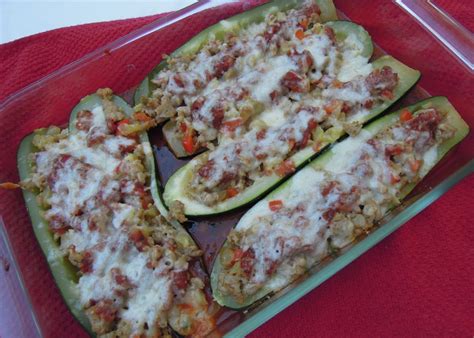 Low calorie, low fat, high in protein! Sausage Stuffed Zucchini Boats - Christine's Taste of Heaven
