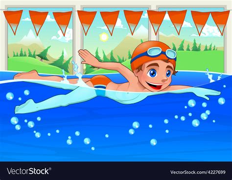 Young Swimmer In The Swimming Pool Royalty Free Vector Image