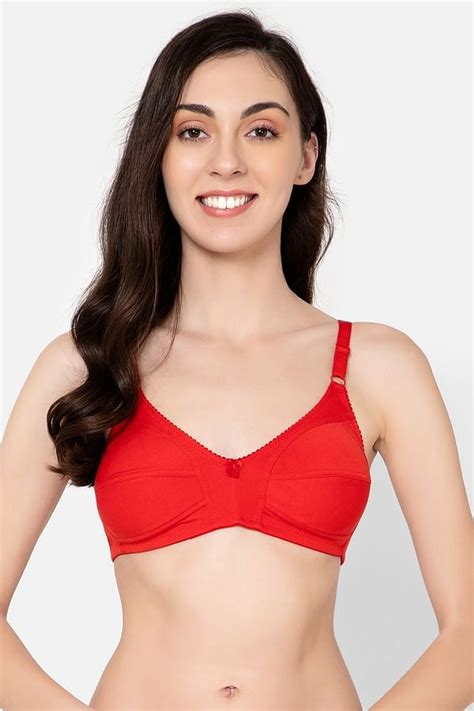 Buy Non Padded Non Wired Full Cup Bra In Red Cotton Rich Online India Best Prices Cod