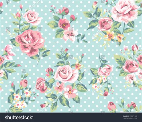 Wallpaper Seamless Vintage Pink Flower Pattern Stock