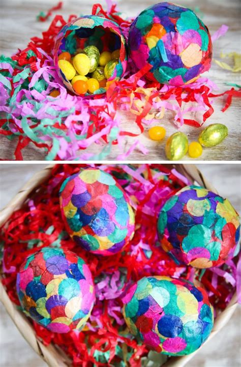 Three Different Pictures Of Easter Eggs With Colored Sprinkles