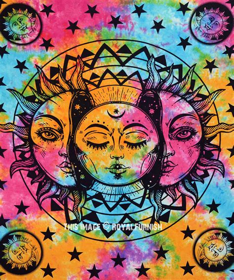 Psychedelic Sun And Moon Celestial Energy Mystic Art Printed