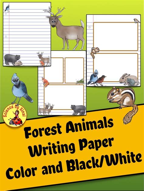 Writing Paper Forestwoodland Animals Decor Creative Stations
