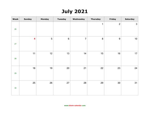 Free printable july 2021 calendar pages. Download July 2021 Blank Calendar (horizontal)