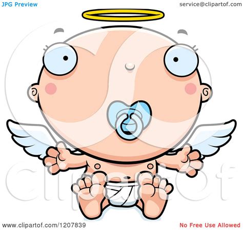 Cartoon Of A Baby Infant Angel With A Pacifier Royalty