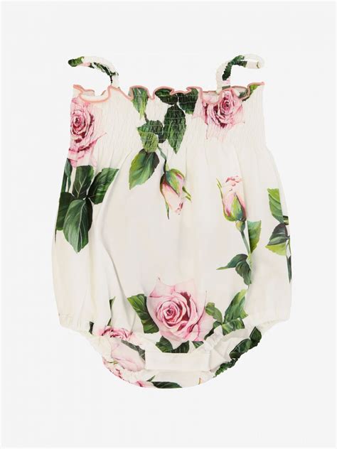 Dolce And Gabbana Romper With Floral Pattern Yellow Cream Dolce