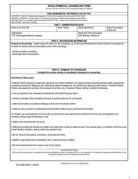 Initial Counseling Template Squad Leader