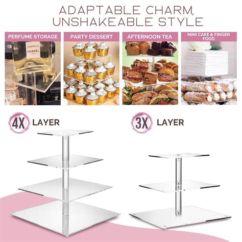 4 Tier Cupcake Stand Holder Tower Display Tree Acrylic Cake Carrier