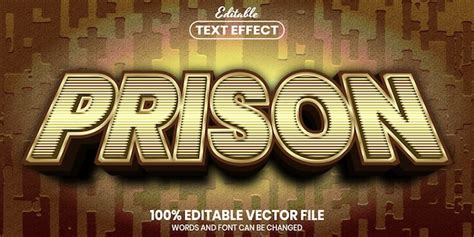 Premium Vector Prison Text Font Style Editable Text Effect