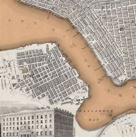 Old Map Of New York Brooklyn Plan 1840 Vintage New York Map Vintage