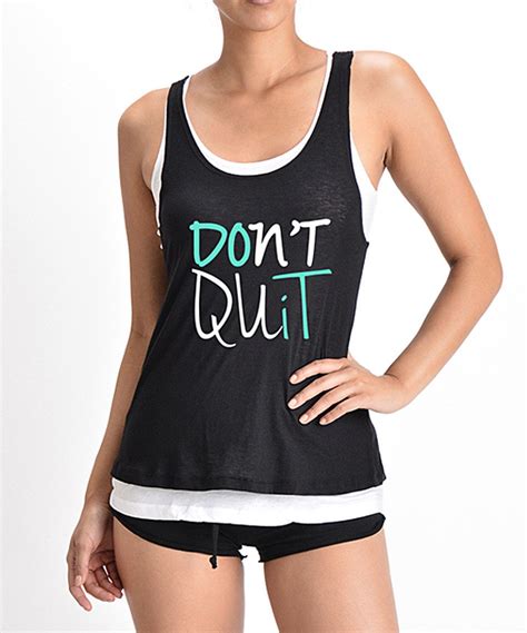 Ever Hottie Black And White Layered Dont Quit Tank Athletic Tank